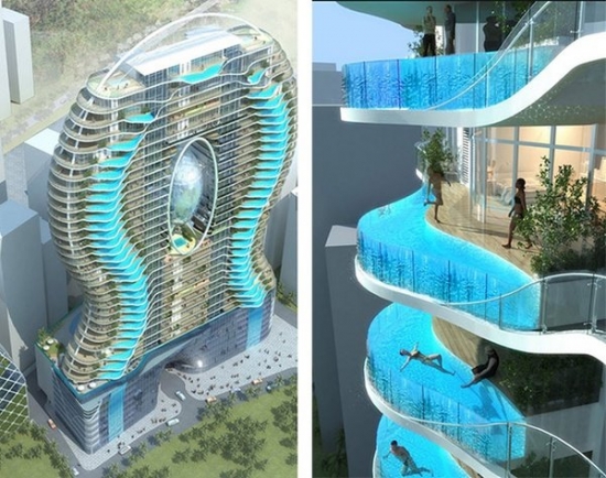 Hotel with balcony pool