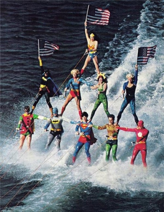 Superheroes Waterskiing