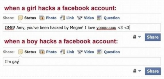 When Girls and Boys hack a Facebook account