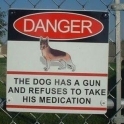 Danger The dog has a gun