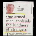 One Armed man applauds the kindness