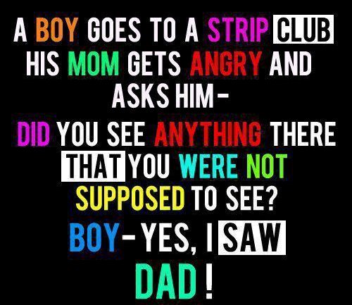 A boy goes to a strip club