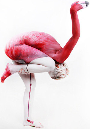 Flamingo Body Paint Illusion