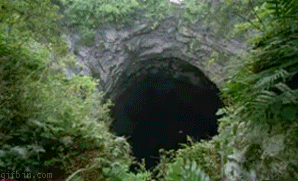 Skydive into a cave