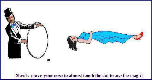 Slowly Move Your Nose To Almost Touch The Dot