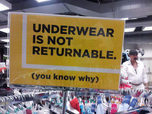 Underwear is not returnable