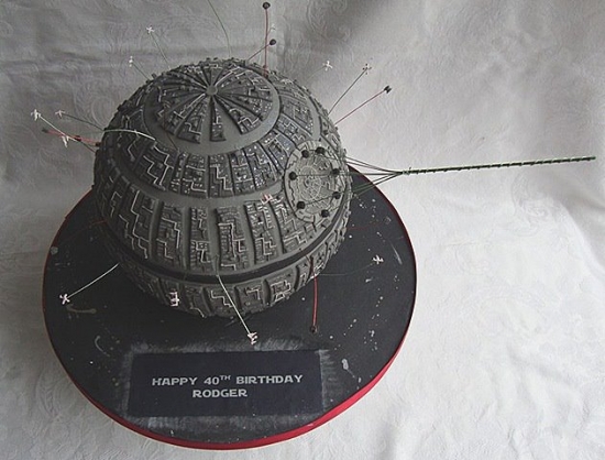 Death Star Cake with ships