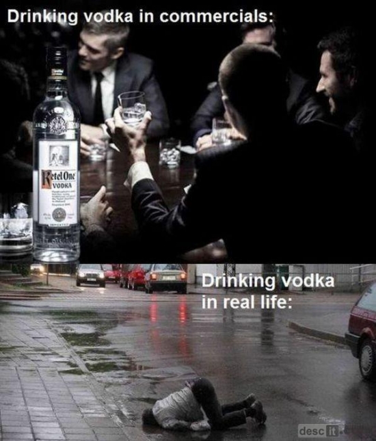 Drinking Vodka in commercials
