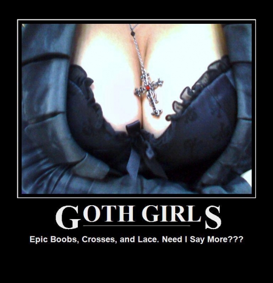Goth Girls Epic Boobs Crosses and Lace2