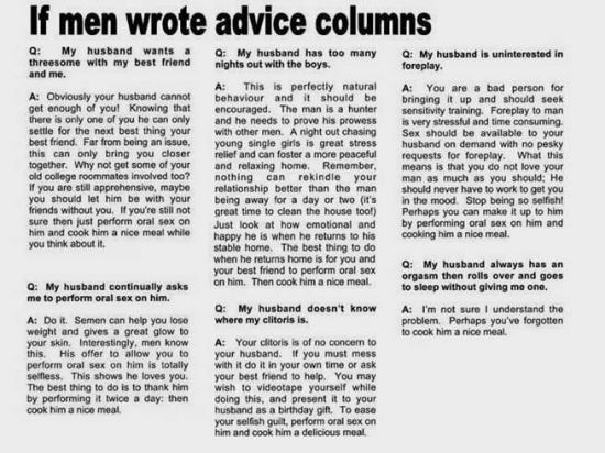 If Men Wrote Advice Columns