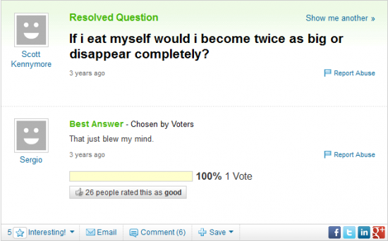Mind blowing yahoo questions