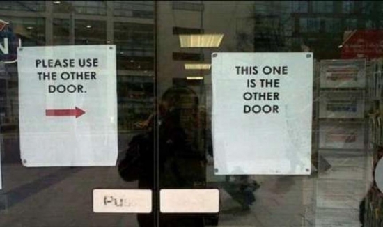 Please use the other door Ohh Thanks