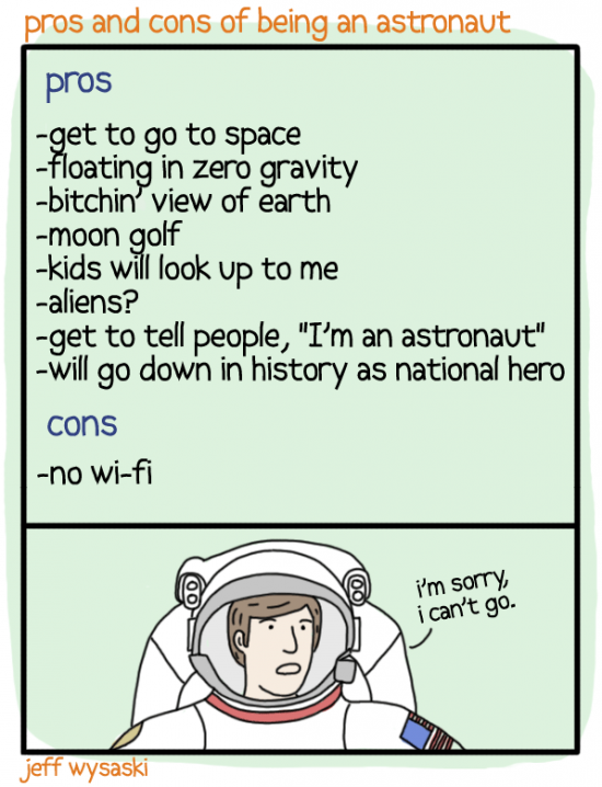 Pros and cons of being an astronaut