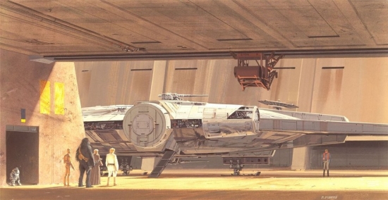 Ralph McQuarrie Millennium Falcon In Mos Espa space port