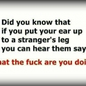 Did you know that if you put your ear up to a strangers leg