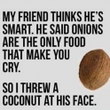 coconuts can make you cry depending on the velocity