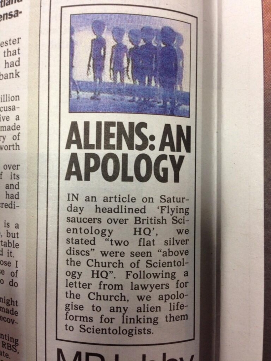 Aliens An Apology.