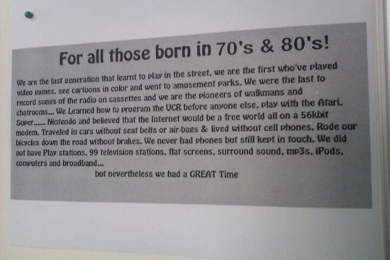 For all those born in the 70s 80s