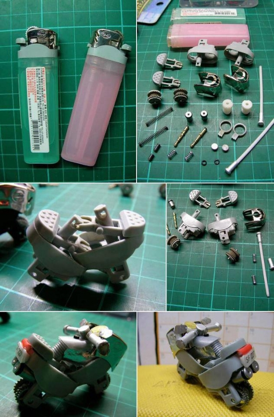 Make a motor bike from lighters