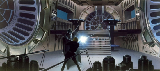 Ralph McQuarrie Luke and Darth Vader fighting