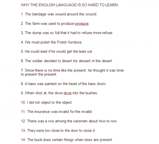 Why learning English can be hard