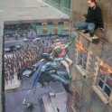 Batman and Robin climbing a building